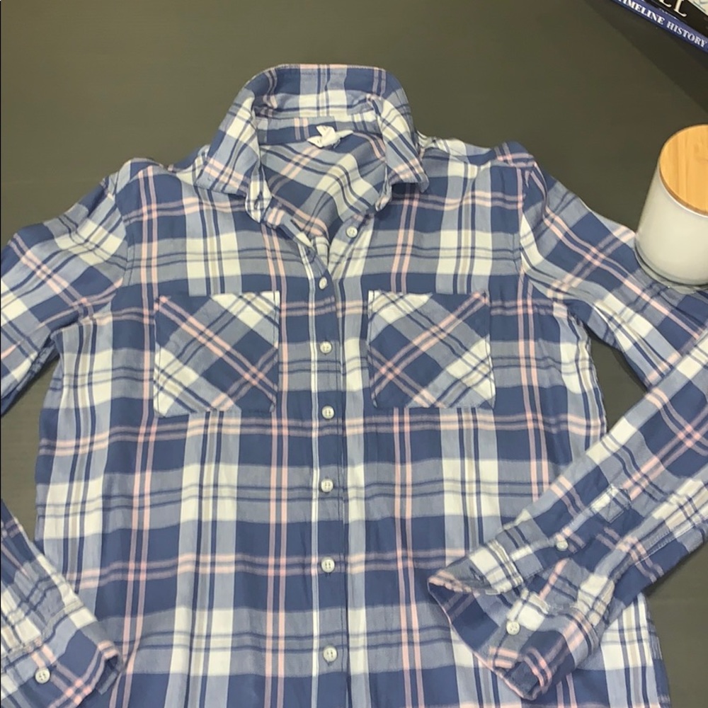 Juniors Aeropostale paid shirt, blue/white/pink